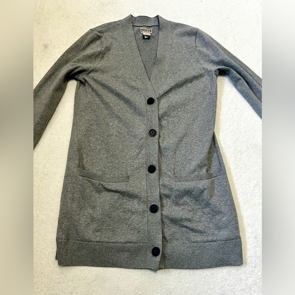 Duluth Trading V-Neck Grey Button-Down Cardigan - Small - Picture 2 of 9